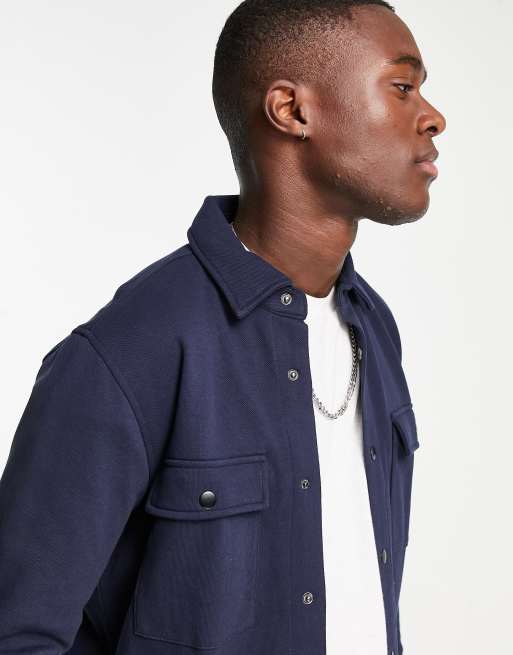 Selected Homme jersey overshirt in navy |