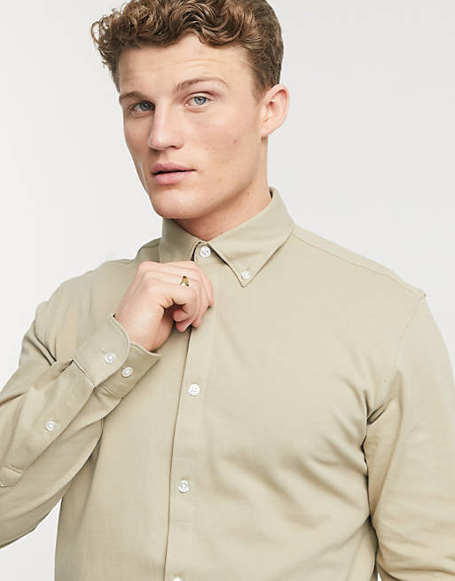  Selected Homme jersey shirt in beige 