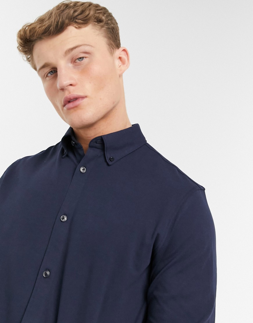 Selected Homme jersey shirt in navy-Neutral