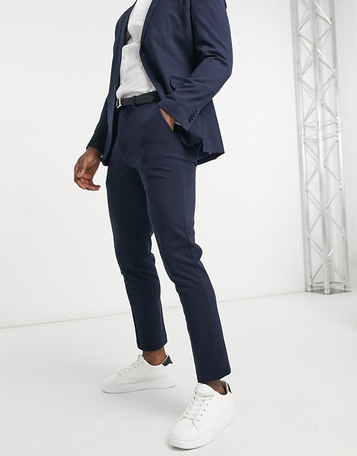 Selected Homme jersey suit trousers in slim fit navy