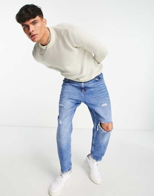 Selected Homme jersey texturizado en mezcla de algodón en color crudo - STONE, 3 de 4