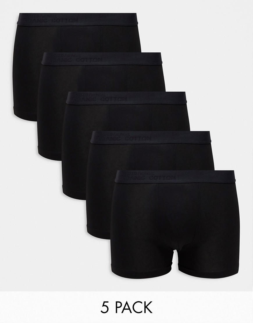Selected Homme Johan 5 pack trunks in black