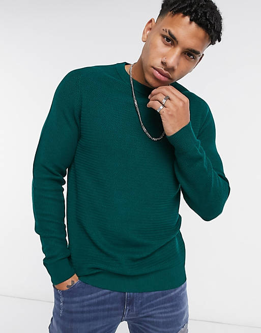 Selected Homme jumper with crew neck in green | ASOS