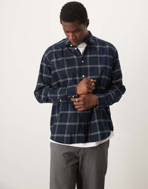 Selected Homme – Kastiges Oversize-Hemd in Marineblau mit großem Karomuster - view 1