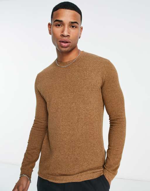 Light Brown Crew Neck Pullover|278128503