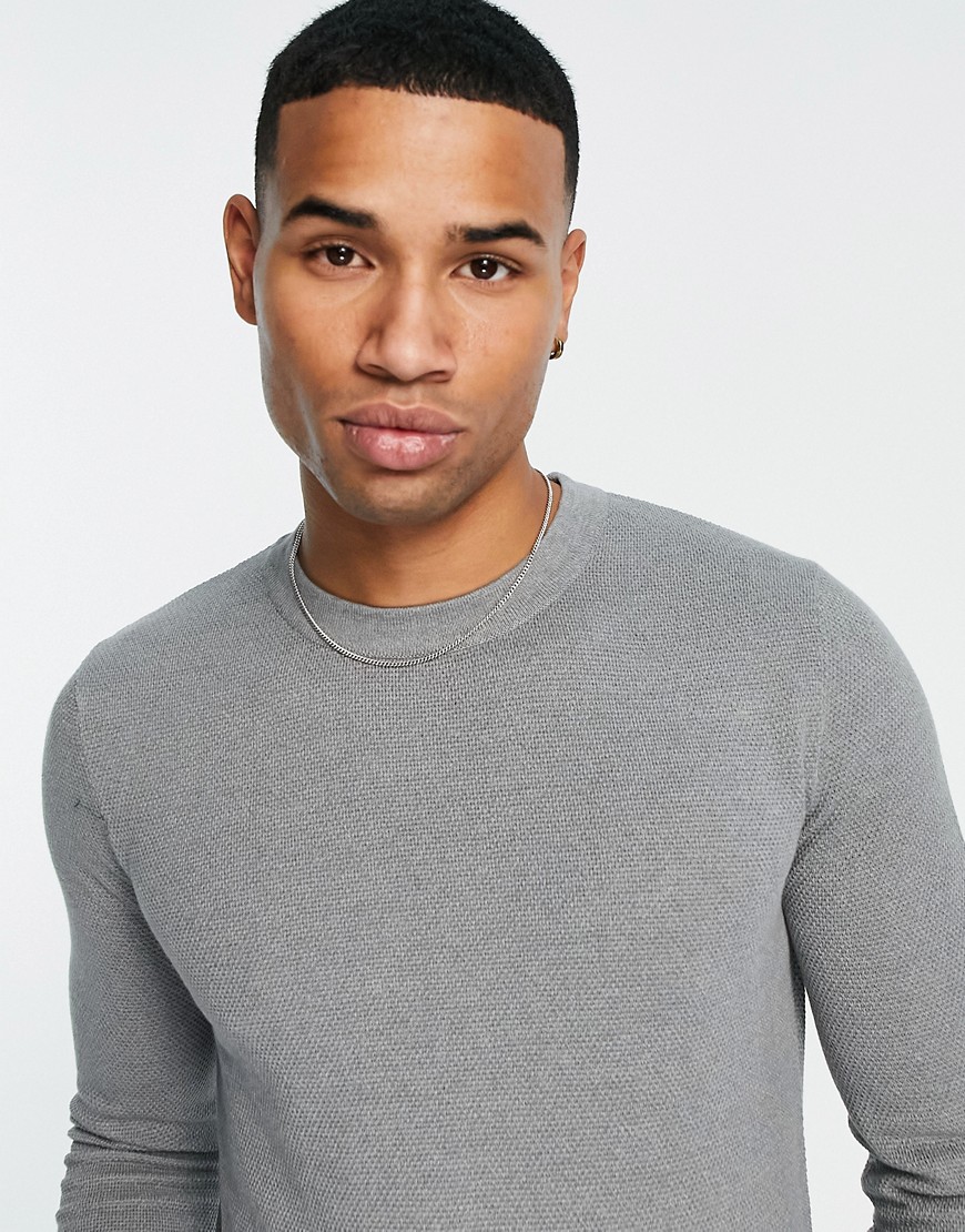 Selected Homme knit crew neck sweater in gray