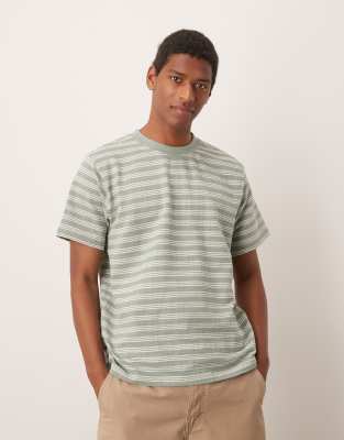 knit T-shirt in green stripe
