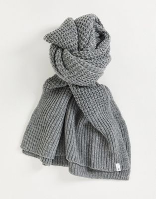 Selected Homme knitted cable scarf in grey