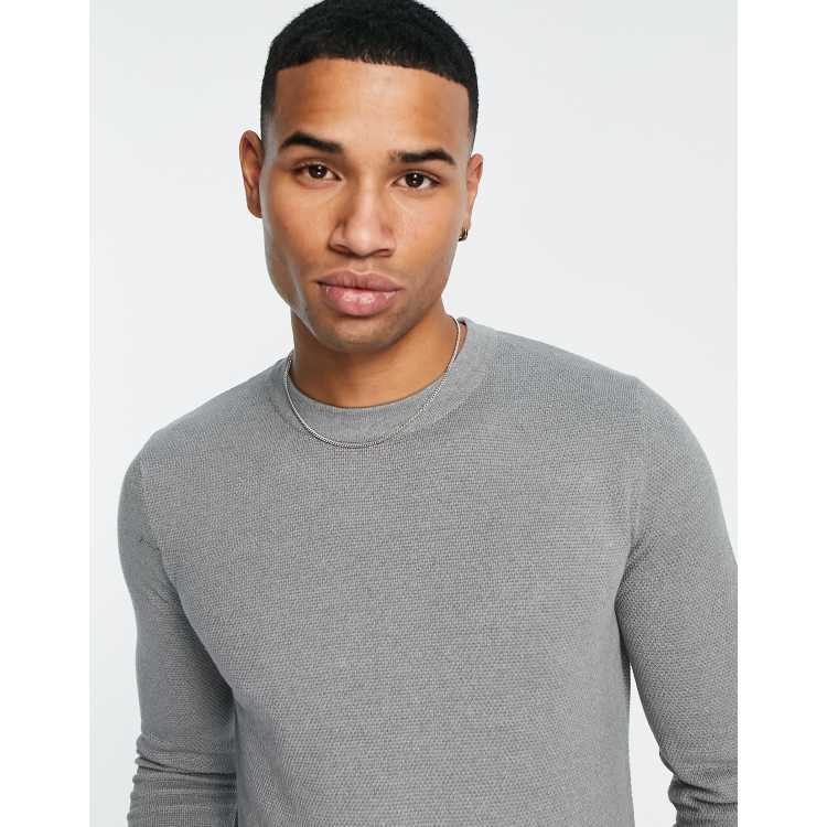 Grey crew hot sale neck jumper