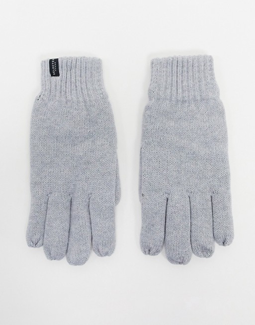 Selected Homme knitted gloves in grey