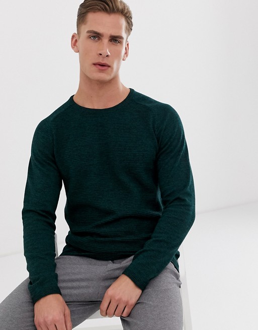 Selected Homme knitted jumper in ribbed organic cotton