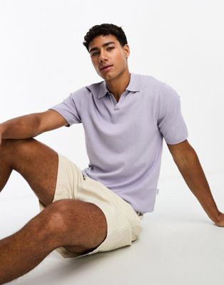 Selected Homme knitted polo in lilac