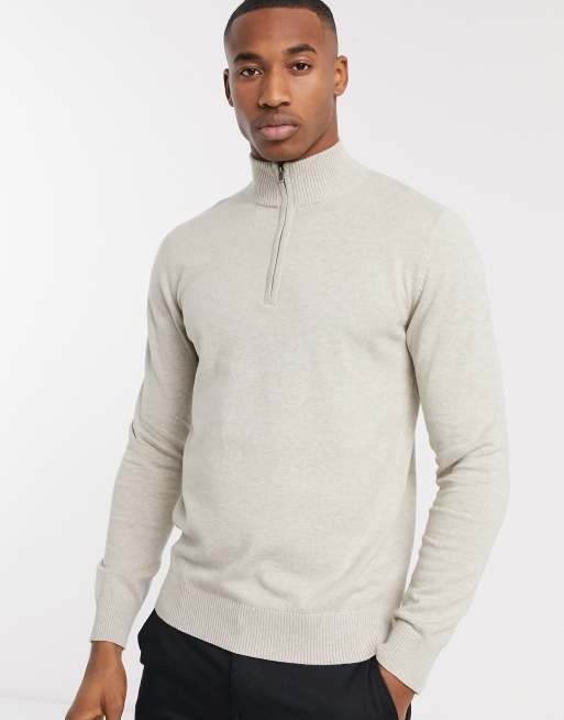 Cream half shop zip jumper