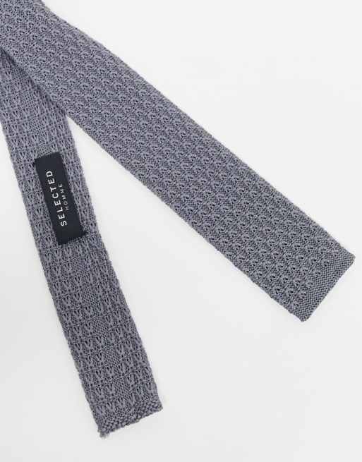 Selected Homme Knitted Tie In Grey Asos