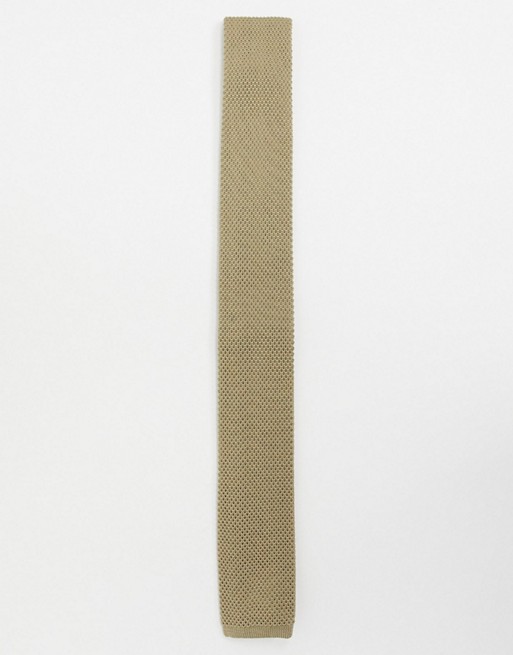 Selected Homme knitted tie in sand