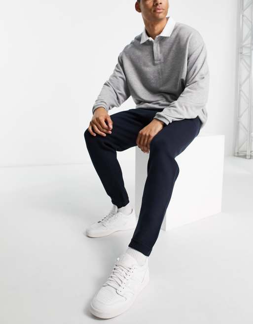Selected Homme knitted trackies in navy (part of a set) 