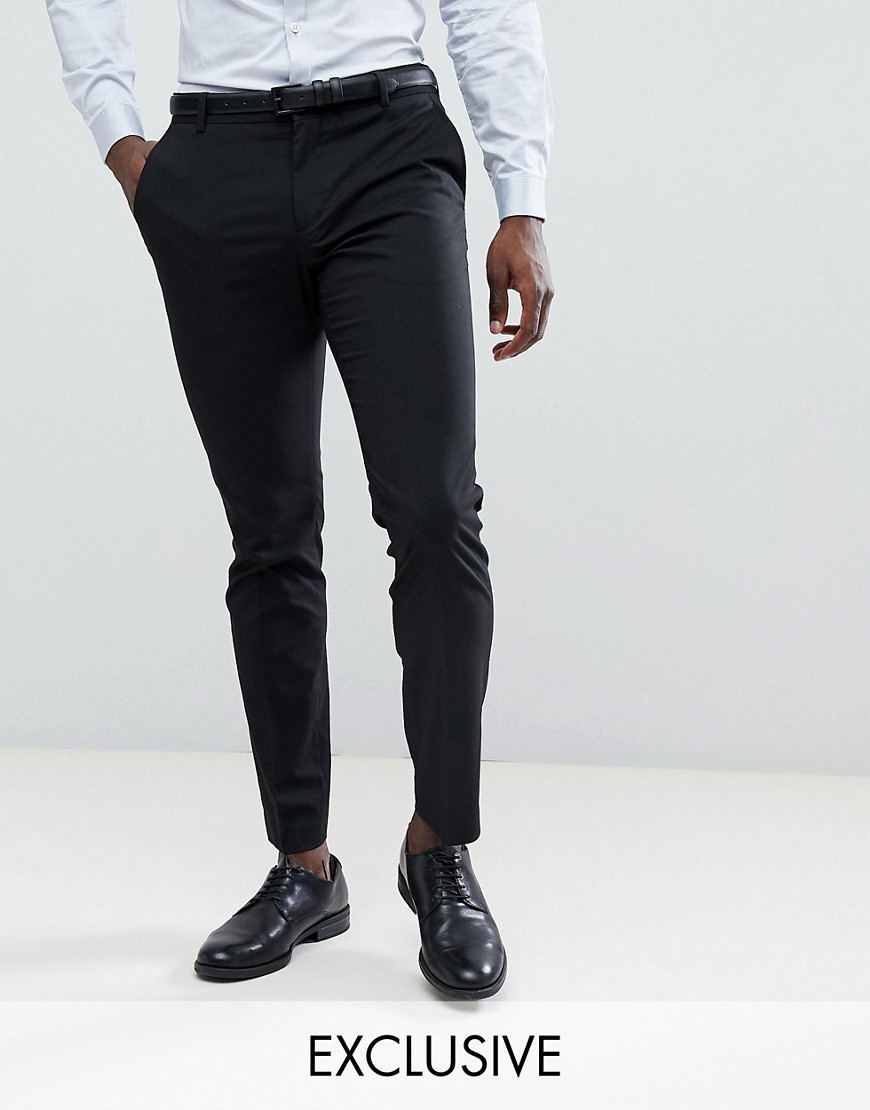 Selected Homme – Kostymbyxor med stretch och smal passform-Svart