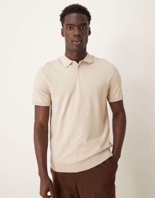 Selected Homme – Krämvit, stickad pikétröja