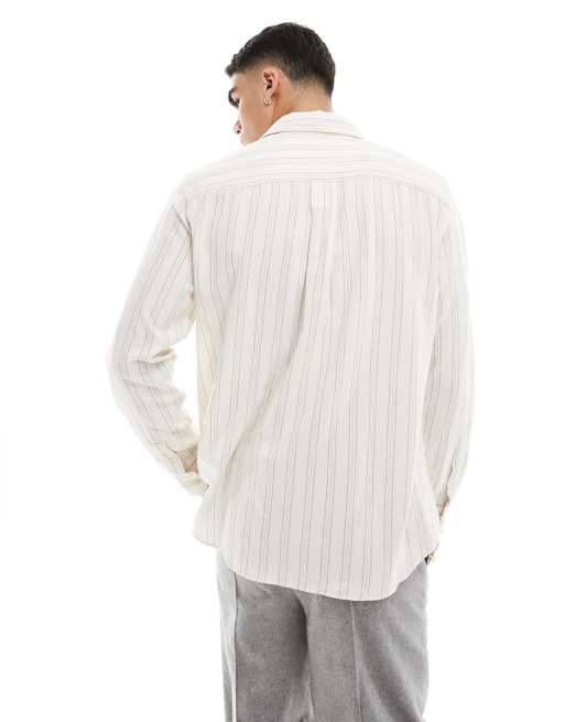 Selected Homme – Langärmliges strukturiertes Hemd in Ecru mit Streifen, 3 von 4