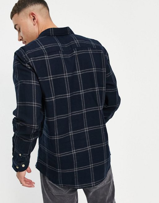 Selected Homme large brushed check shirt in blue