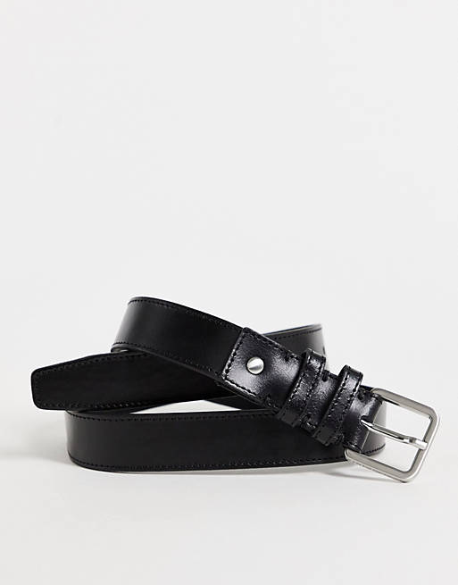 Men Belts/Selected Homme leather belt in black 