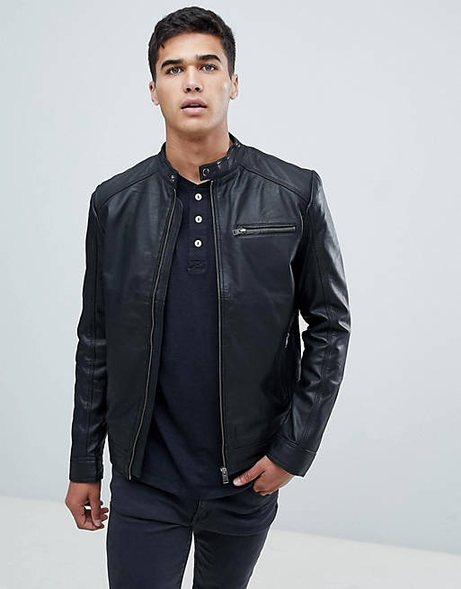 Homme leather biker jacket ASOS