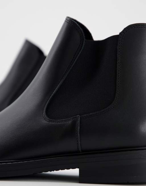 Selected Homme leather chelsea boots in black