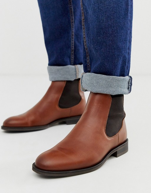 Selected Homme leather chelsea boots in tan | ASOS