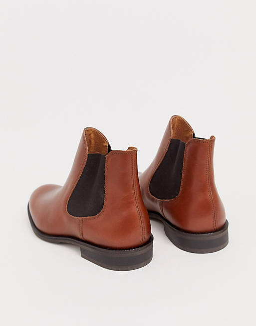 Korn elskerinde Rejse Selected Homme leather chelsea boots in tan | ASOS