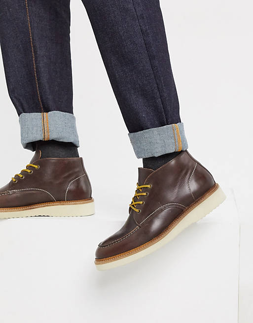 Selected Homme leather chukka boot in brown | ASOS