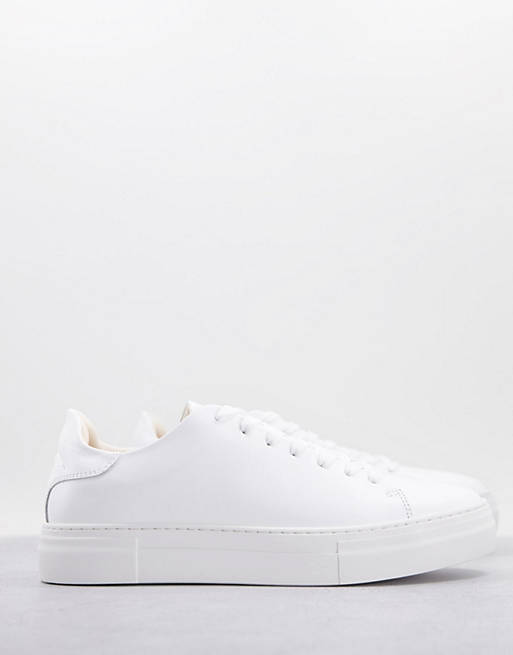 Selected Homme leather chunky trainer in white