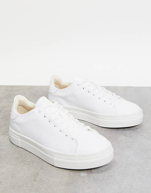 Selected Homme leather chunky trainer in white