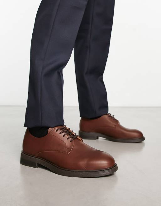 Selected Homme leather Derby shoe in brown