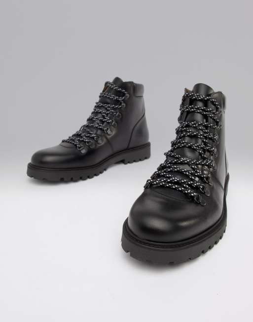 Selected homme clearance leather hiker boots