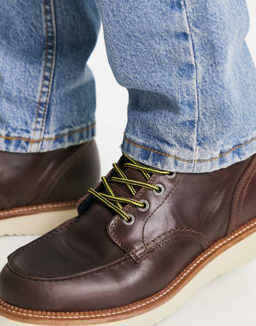 Selected Homme leather lace up boots in tan ASOS