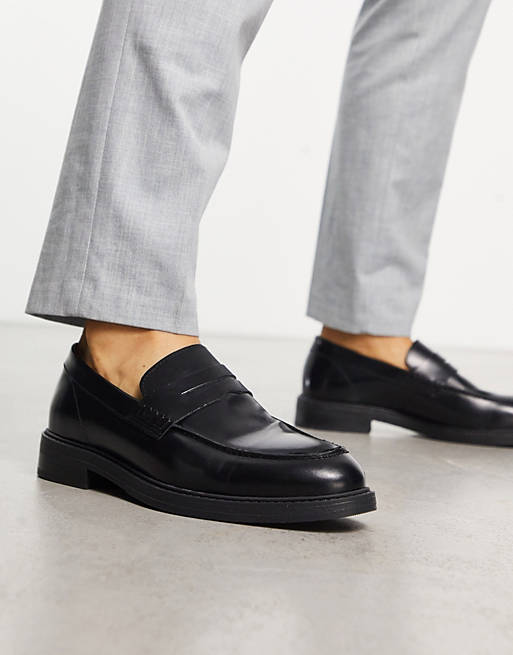 Selected Homme leather loafers in black | ASOS