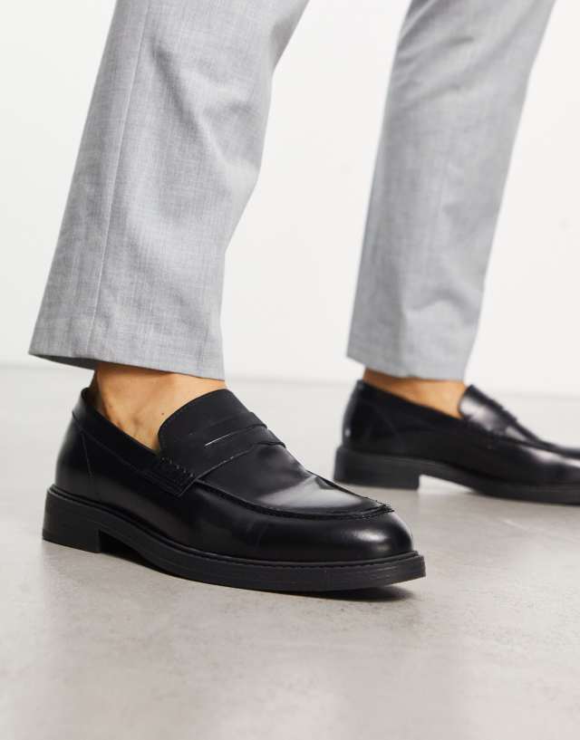 Selected Homme leather loafers in black