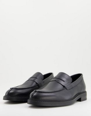 Selected Homme leather penny loafers in black | ASOS