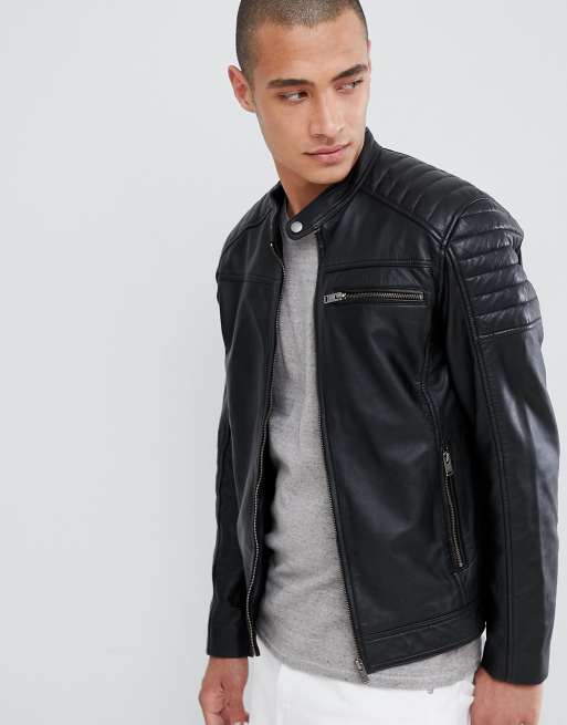 Selected homme store indigo leather jacket