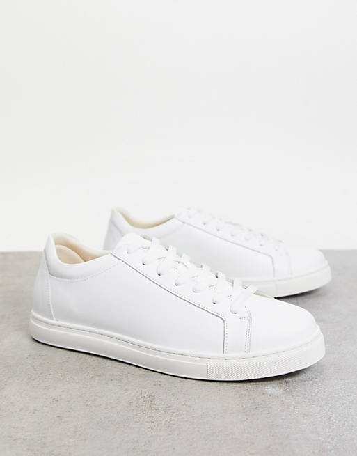 Selected Homme leather trainer in white