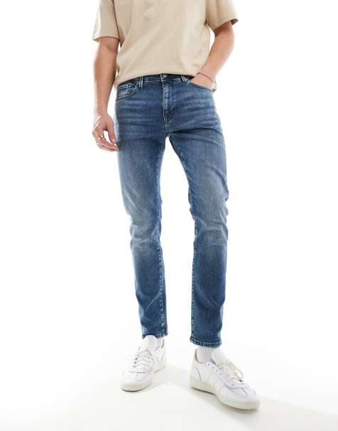 Selected Homme Leon slim fit jeans in medium blue - view 1