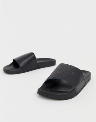 Selected Homme - Leren slippers-Zwart