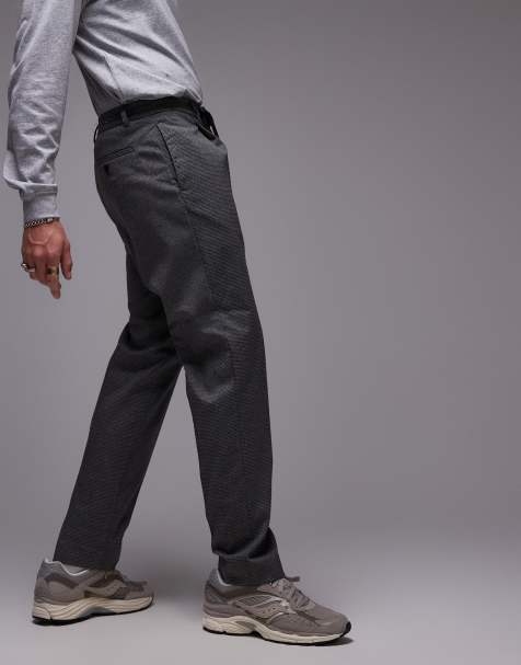 Selected Homme – Leroy – Schmal zulaufende Hose in Grau mit Bundfalten und Nadelstreifen - view 1