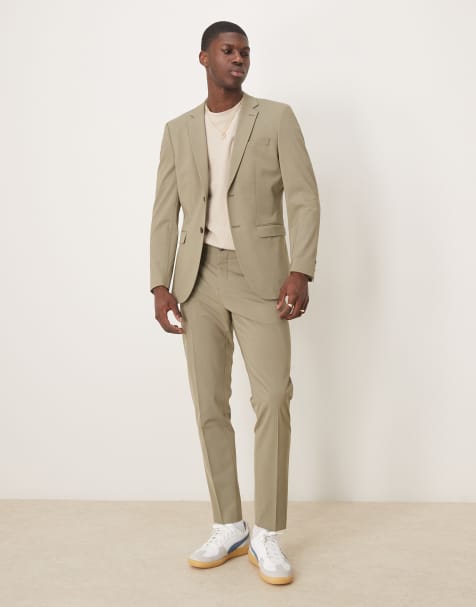 Selected slim suit trouser in sage green 