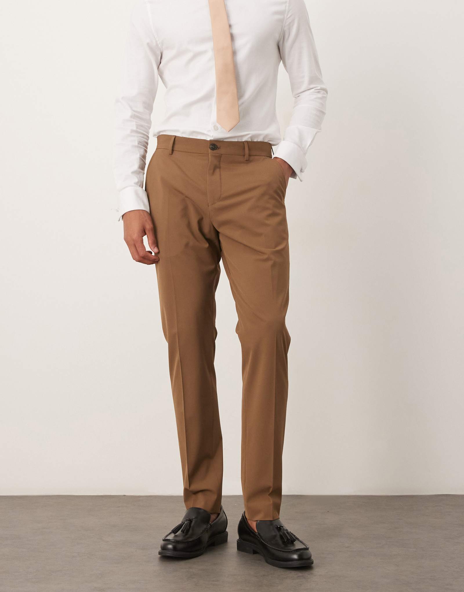 Выбранные брюки Homme Liam slim fit темно-коричневого цвета