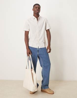 SELECTED HOMME LINEN BLEND SHORT SLEEVE SHIRT