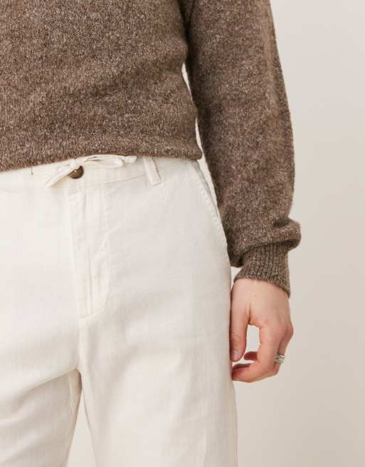 Selected Homme linen blend slim tapered pants in white