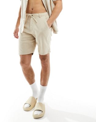 Selected Homme linen mix shorts in beige