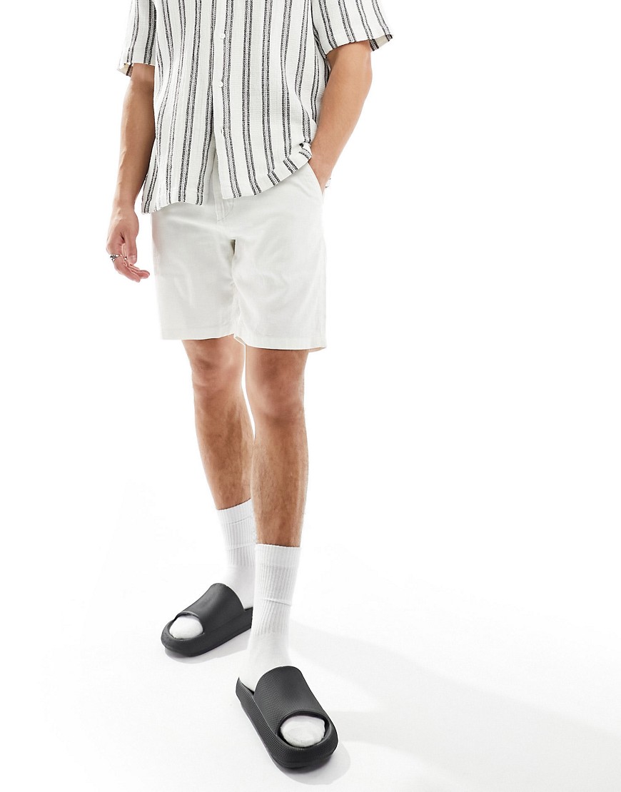 Selected Homme linen mix shorts in white