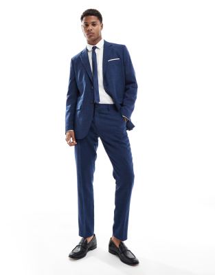 Selected Homme Selected Homme linen mix slim fit suit trousers in dark navy